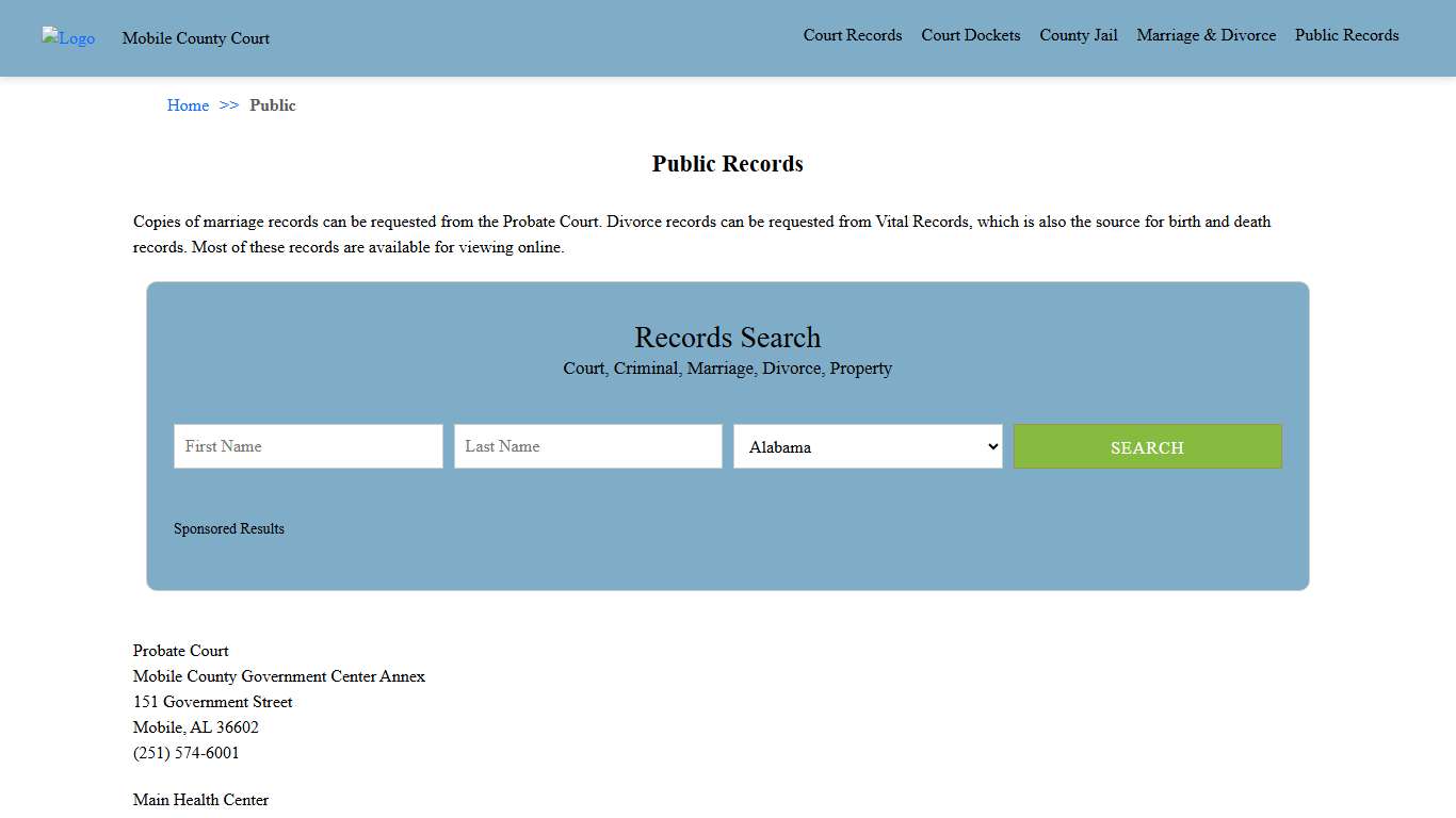 Public Records Mobile County Court